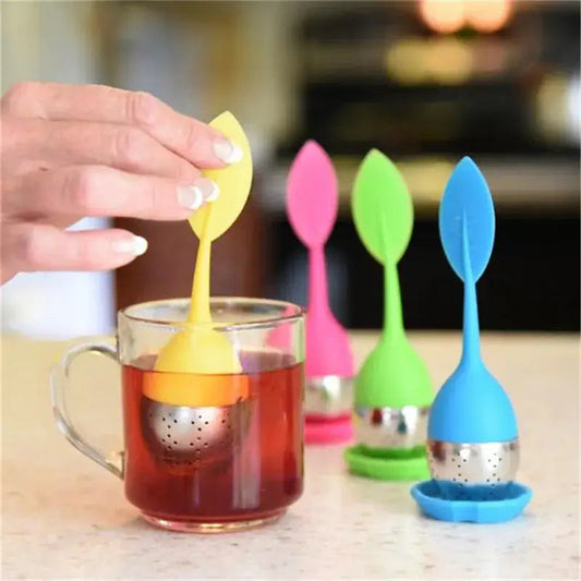 Close up of leaf tea infuser showing fine mesh filter