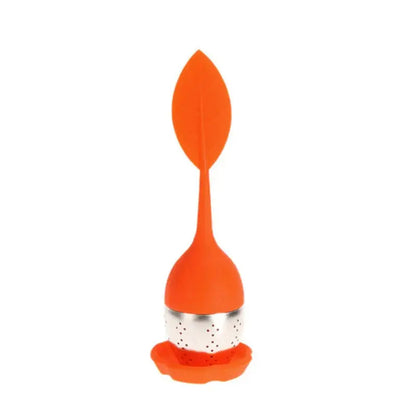 Orange leaf tea infuser with stainless steel mesh
