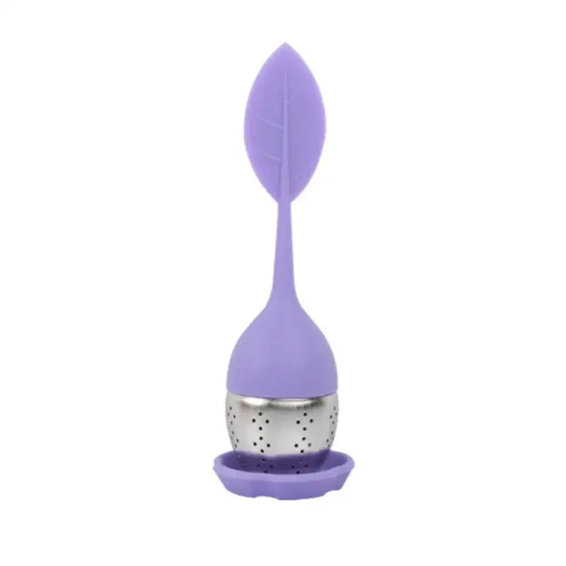 Mauve leaf tea infuser with silicone handle