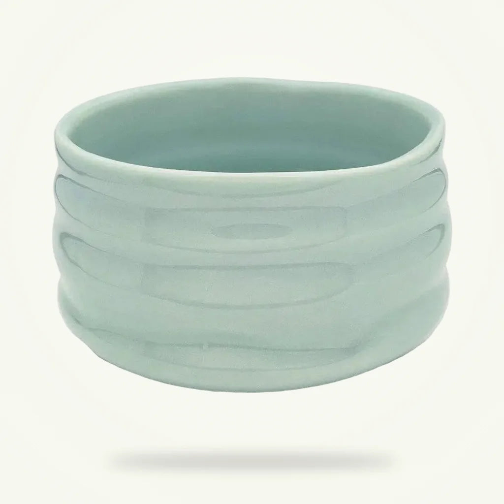 Light Blue Chawan Tea Bowl, Handcrafted Japanese Matcha Bowl, product photo on a plain background