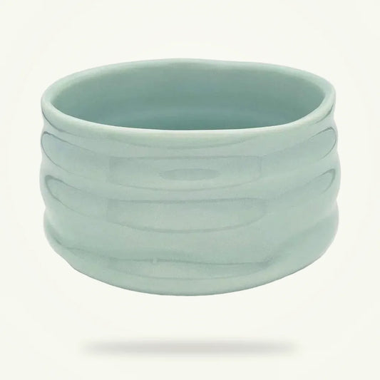 Light Blue Chawan Tea Bowl, Handcrafted Japanese Matcha Bowl, product photo on a plain background