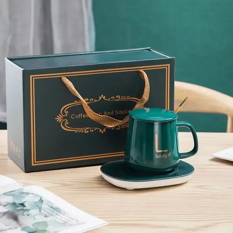 Green teapot warmer gift set with USB plate