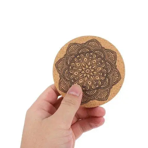 Using mandala coaster under coffee cup