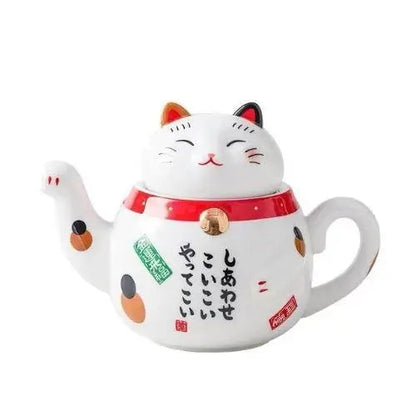 Maneki Neko porcelain teapot with lucky cat design, 300 ml