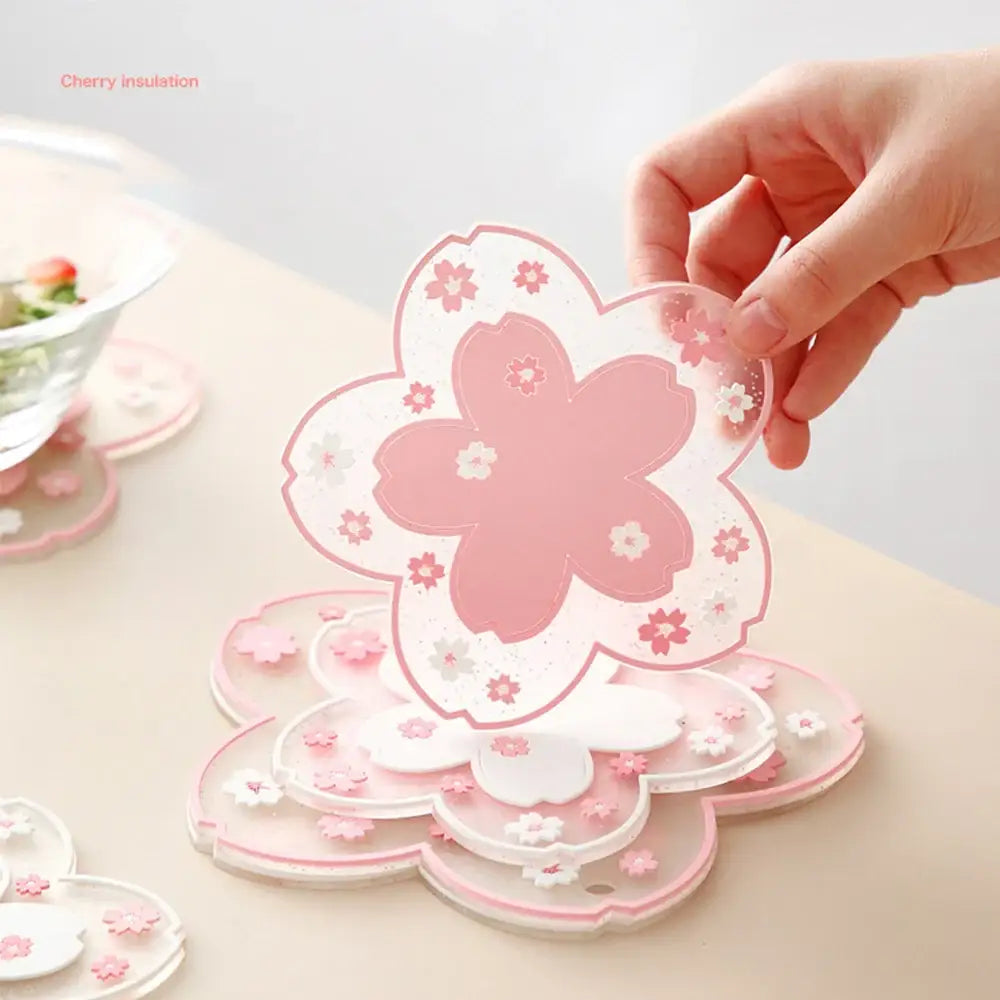 Close-up of 3D flower design on tea coaster