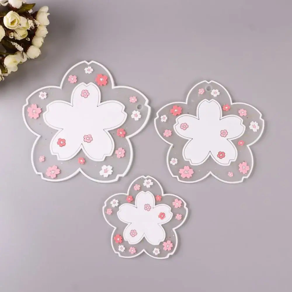 Large white tea coaster with floral relief
