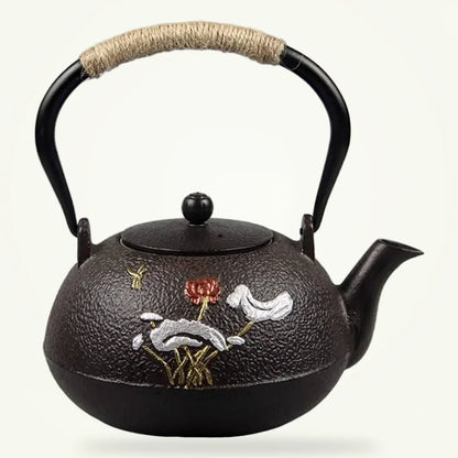 Mini Cast Iron Teapot 290ml - Traditional Chinese Design, product photo on a plain background