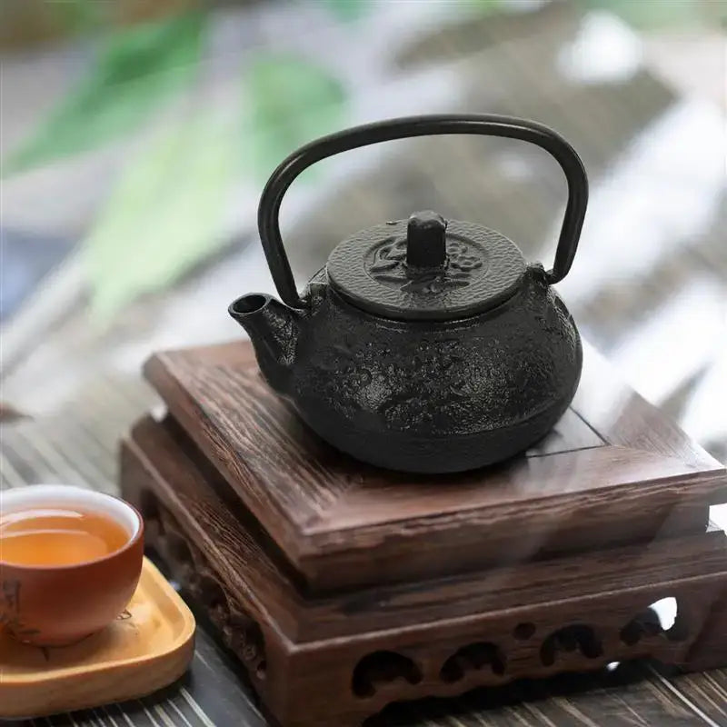 Mini cast iron teapot decorative black retro style