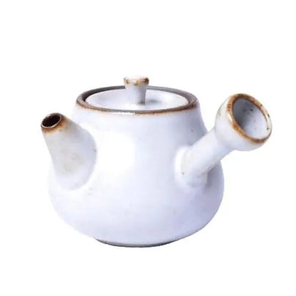 White mini ceramic teapot for one cup of tea