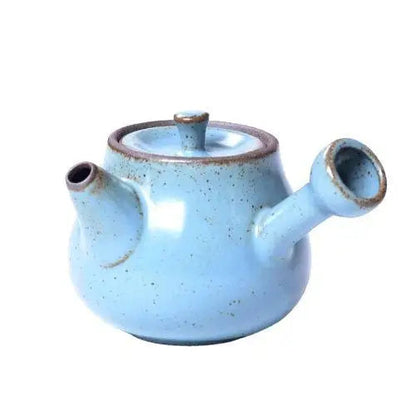 Blue mini ceramic teapot with traditional design
