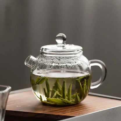 Mini glass teapot with clear borosilicate body