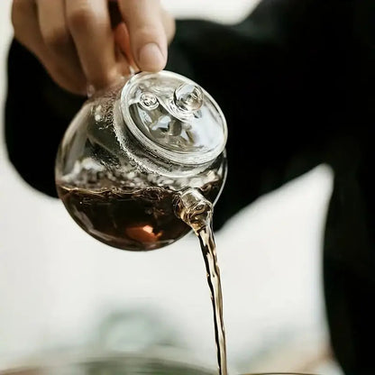 Small glass teapot for one cup of tea