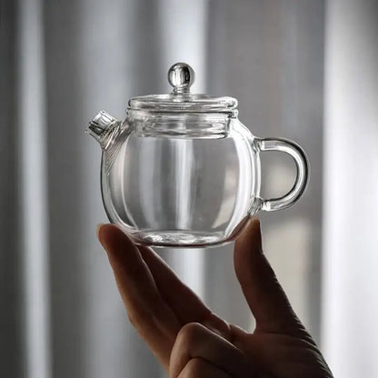 Borosilicate glass teapot with transparent design
