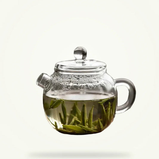 Mini Glass Teapot for One, 150ml Borosilicate Teapot, product photo on a plain background