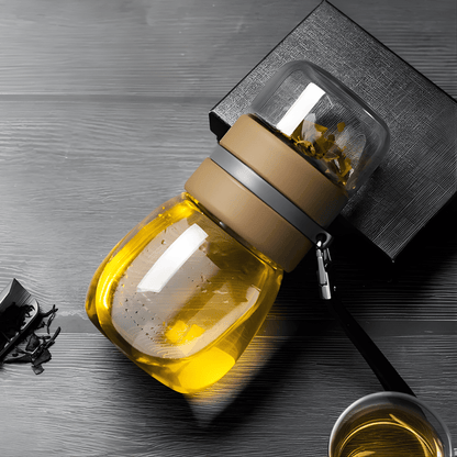 mini-glass-teapot-with-infuser-for-loose-leaf-tea-450ml-portable Brown