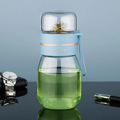 mini-glass-teapot-with-infuser-for-loose-leaf-tea-450ml-portable Blue