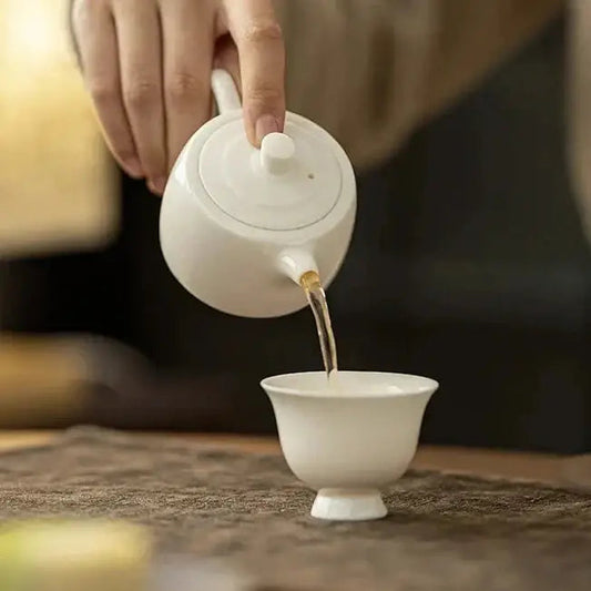 Compact porcelain teapot for one, ideal for travel