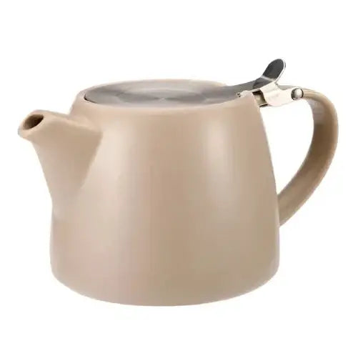 Beige modern ceramic teapot with tea cup