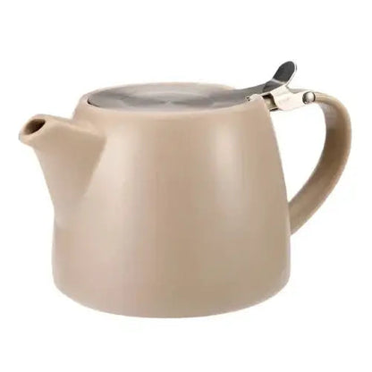 Beige modern ceramic teapot with tea cup