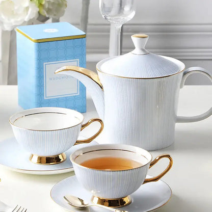 Complete porcelain tea set for two people