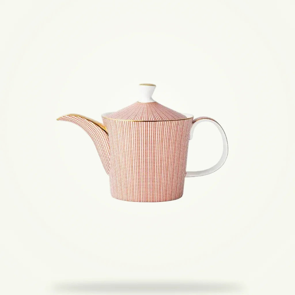 Modern Porcelain Teapot Set with Cups and Double-Wall Kettle, product photo on a plain background