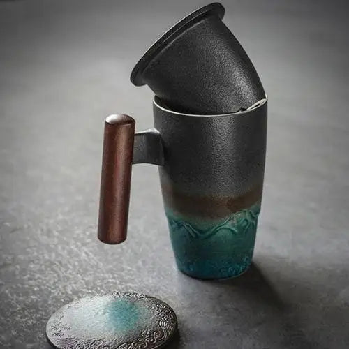 Handmade-style ceramic teapot with stainless infuser, 400ml single-serve size