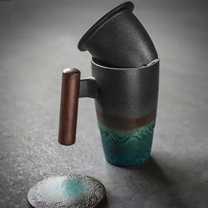 Handmade-style ceramic teapot with stainless infuser, 400ml single-serve size
