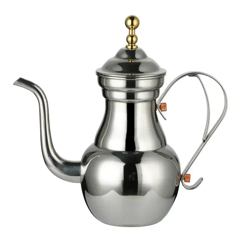 Silver Moroccan stainless steel teapot 1L bright reflective finish