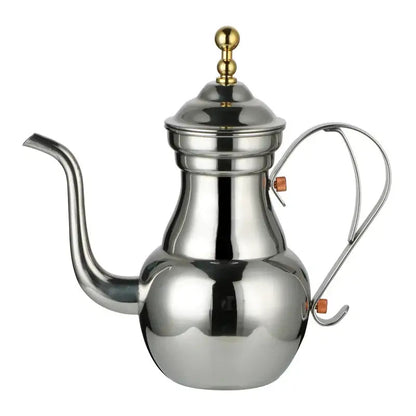 Silver Moroccan stainless steel teapot 1L bright reflective finish