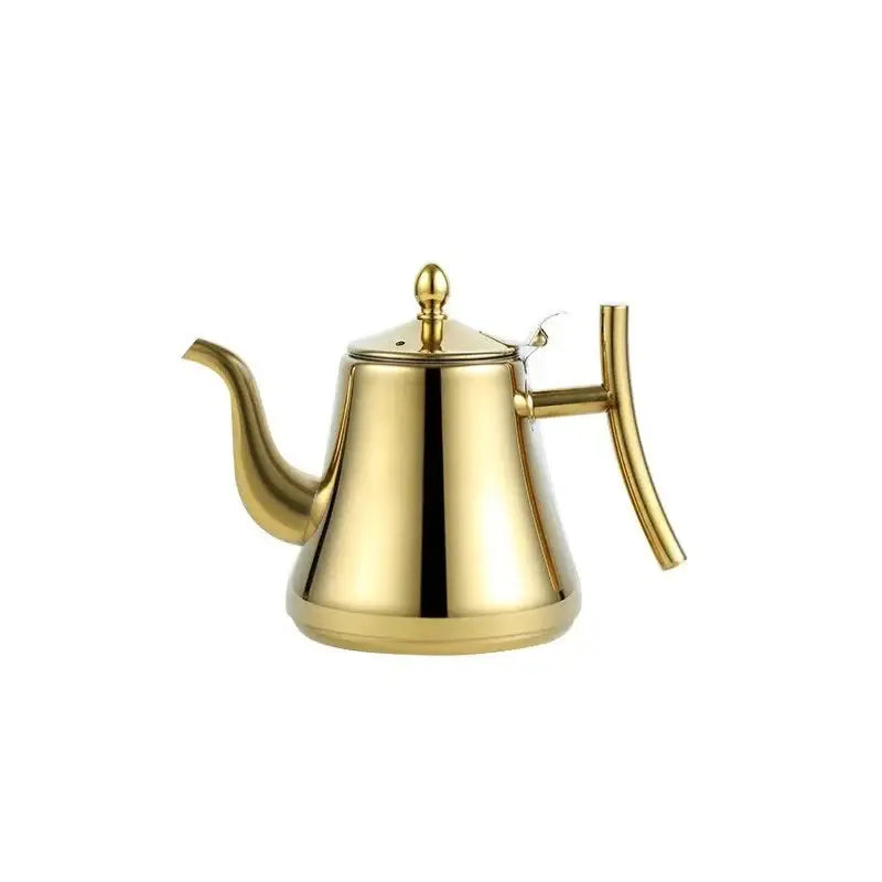Gold Moroccan teapot 1 liter with welded handle and long spout