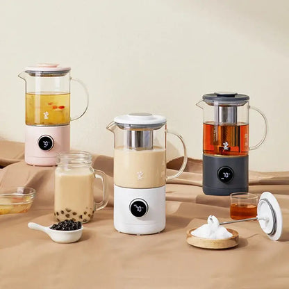 White 500ml multifunction tea maker on kitchen countertop, side view