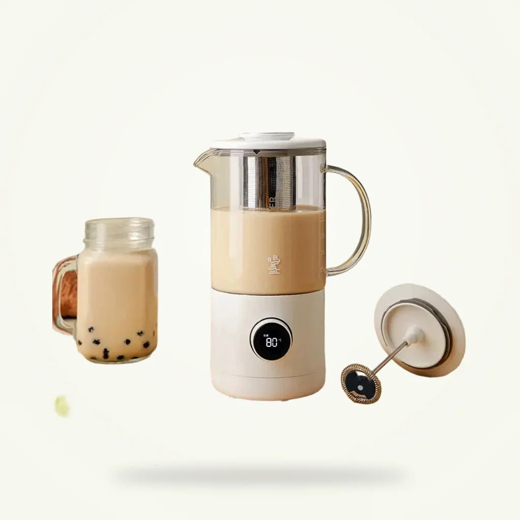 Multifunction tea maker 500ml in white, full product view on plain background