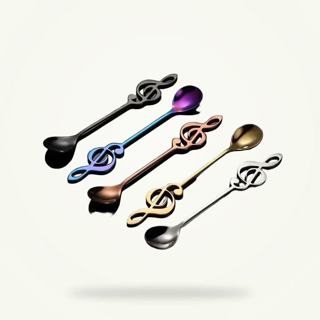 Musical Note Tea Spoon Set of 2 - Stainless Steel Tea Spoons by Granny Lulu, product photo on a plain background