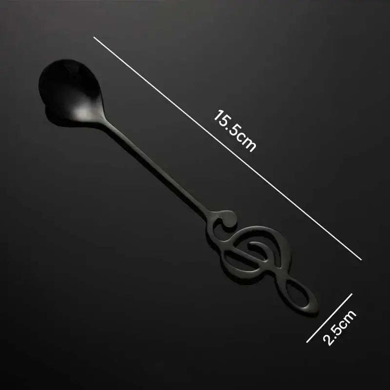 Black musical note tea spoon