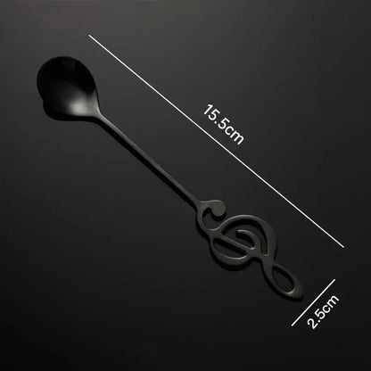 Black musical note tea spoon
