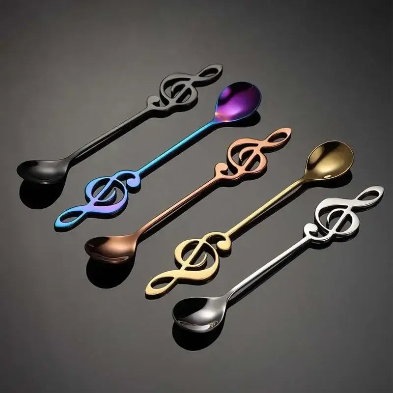 Musical note tea spoon close up