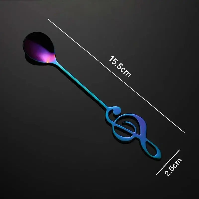 Rainbow colored musical note tea spoon