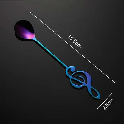 Rainbow colored musical note tea spoon