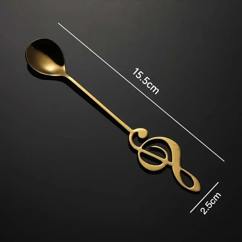 Gold musical note tea spoon