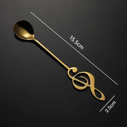 Gold musical note tea spoon