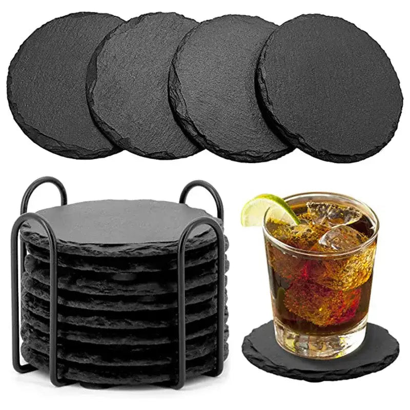 Natural slate coaster set for tea cups