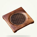 Natural Wood Teapot Trivet with Decorative Grid