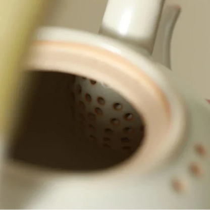 Cream ceramic teapot 750ml on a kitchen counter with morning light