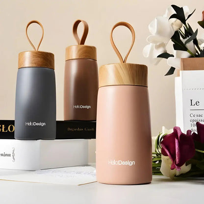 Three Nordic insulated tea bottles in rose green and gray