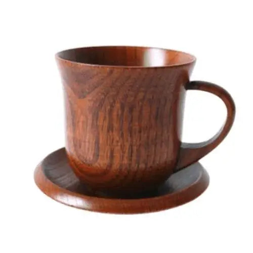 Close-up of handcrafted olive wood tea cup