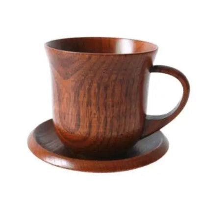 Close-up of handcrafted olive wood tea cup