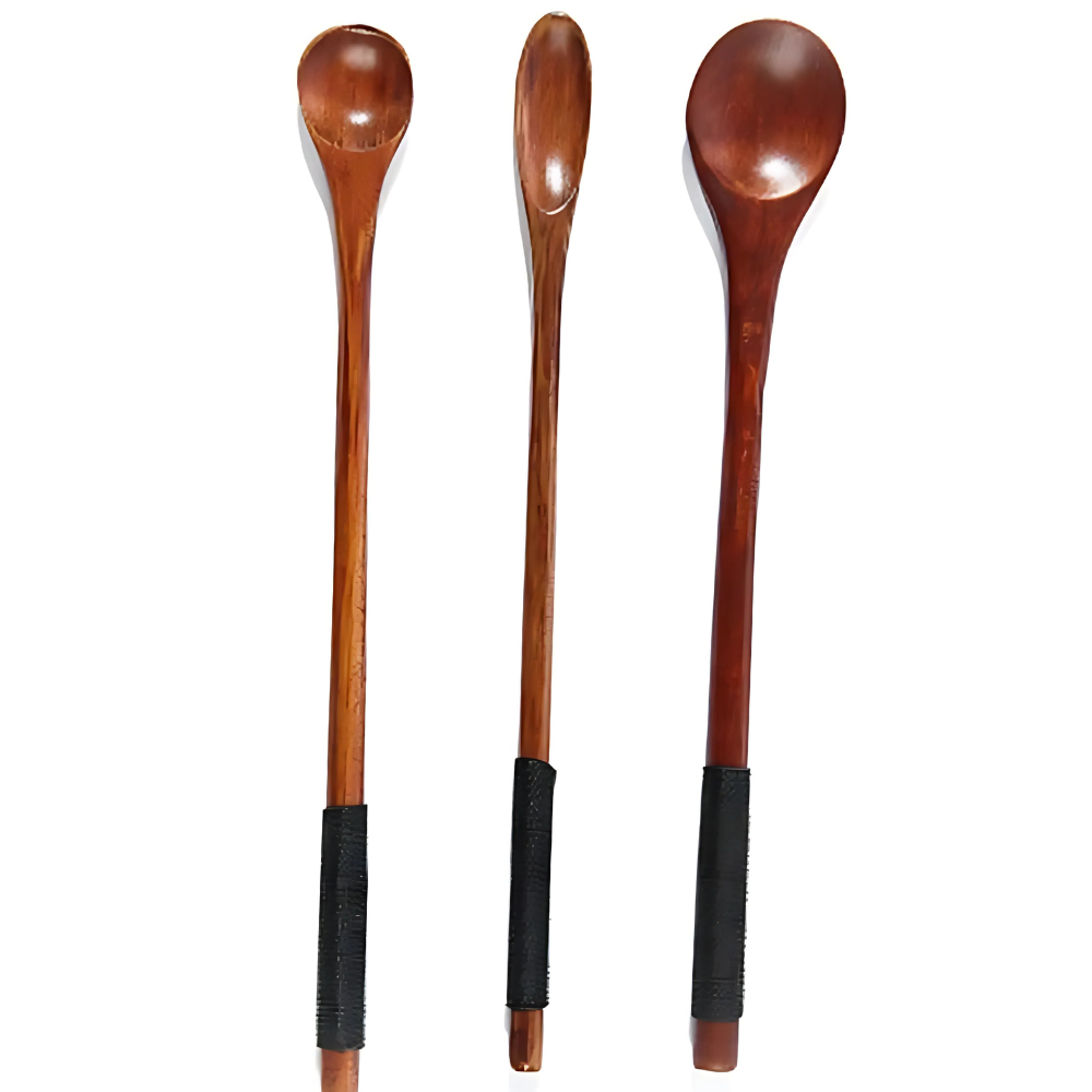 Olive wood tea spoon with honey jar