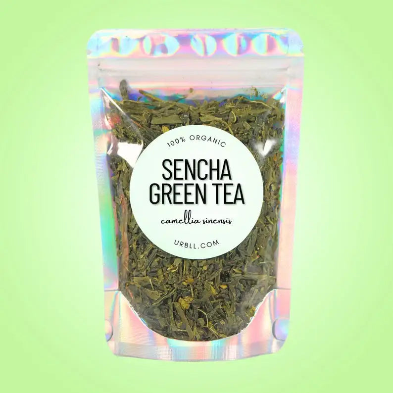 30 gram pouch of organic sencha loose leaf green tea from Shizuoka Japan
