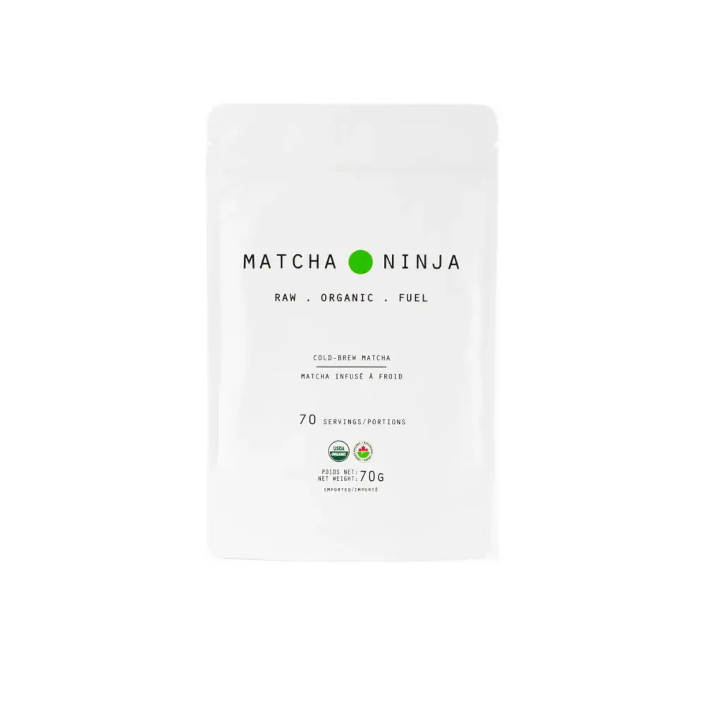Matcha green tea powder in a jar with a lid