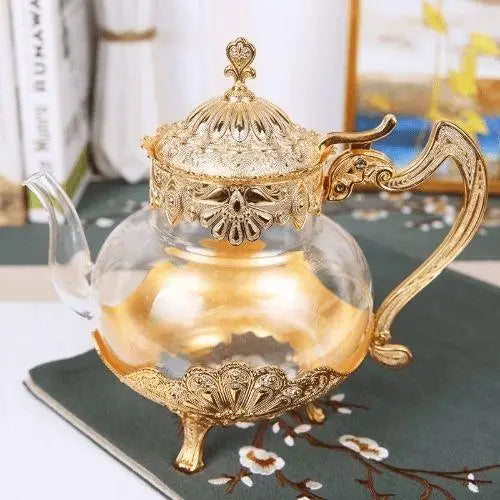 Oriental glass teapot in gold color option